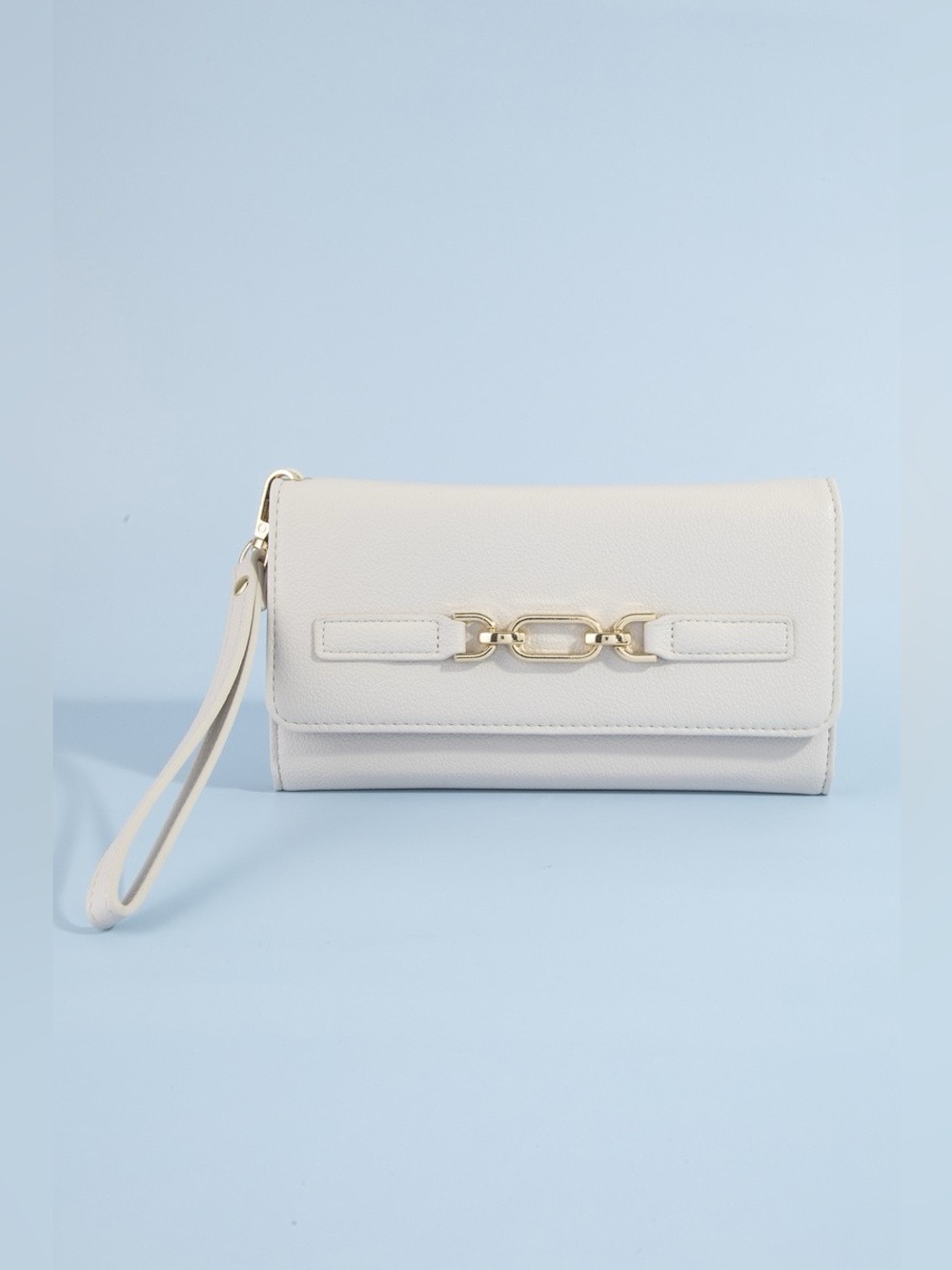 Fame Vegan Leather Chain Buckle Wristlet Wallet